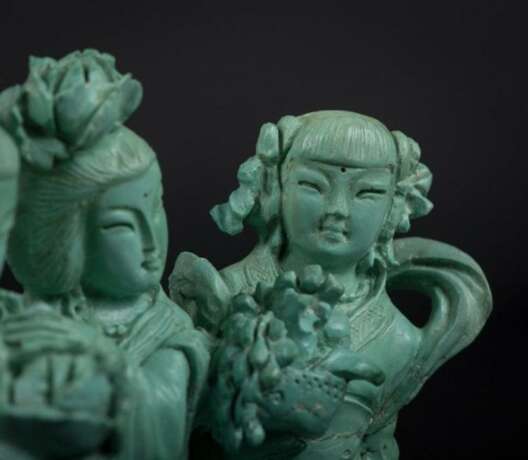 20th century turquoise carving three beautiful women - Foto 3