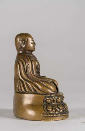 14th Century Tibetan Bronze Lama Buddha Statue - photo 3