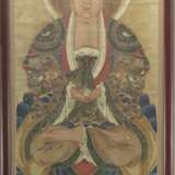 18th Century China Qing dynasty painting portraying Buddha seated on a lotus flower. - photo 1