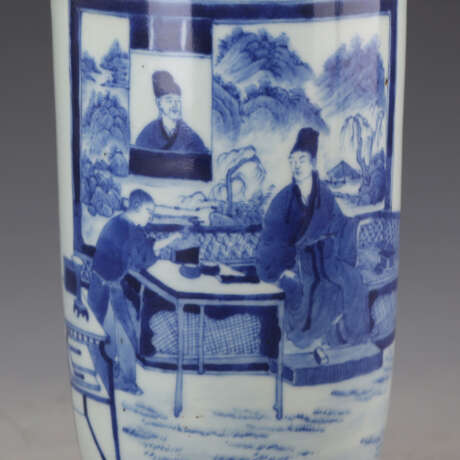 Qing Dynasty blue and white porcelain character story stick bottle - photo 2