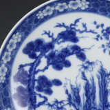Qing Dynasty Blue and White Porcelain Pine Bamboo plum plate - photo 3