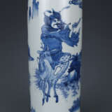 Qing Dynasty Blue and White Porcelain Character Story Bottle - Foto 2