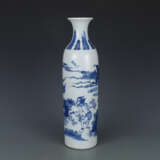 Qing Dynasty Blue and White Porcelain Character Story Bottle - Foto 4