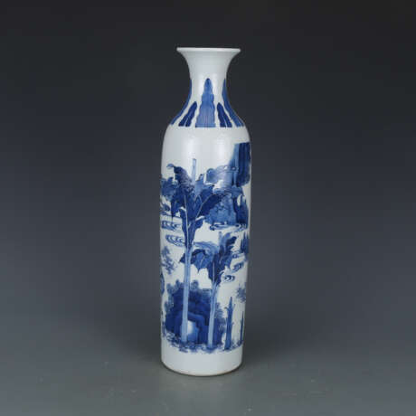 Qing Dynasty Blue and White Porcelain Character Story Bottle - фото 6