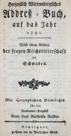 Herzoglich-Wirtembergisches Addreß-Buch - photo 1 Herzoglich-Wirtembergisches Addreß-Buch - photo 1