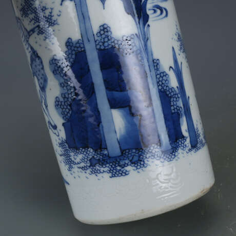 Qing Dynasty Blue and White Porcelain Character Story Bottle - Foto 10