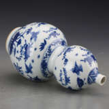 Qing Dynasty Blue and white porcelain Birds and flowers Gourd bottle - фото 6