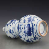 Qing Dynasty Blue and white porcelain Birds and flowers Gourd bottle - фото 7