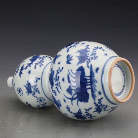 Qing Dynasty Blue and white porcelain Birds and flowers Gourd bottle - photo 7