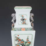 Qing Dynasty colorful glaze flower and bird pattern beast ear bottle - фото 2