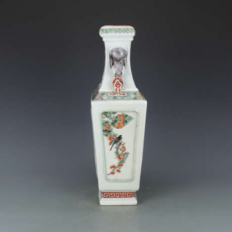 Qing Dynasty colorful glaze flower and bird pattern beast ear bottle - Foto 4