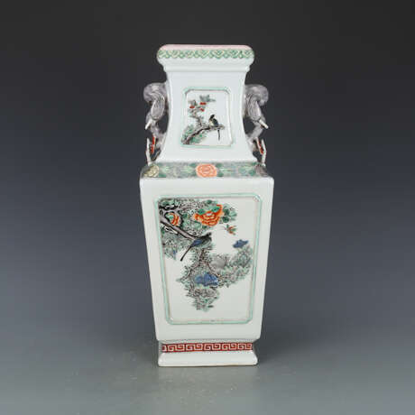 Qing Dynasty colorful glaze flower and bird pattern beast ear bottle - Foto 6