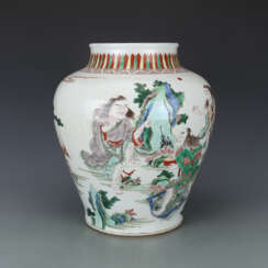 Qing Dynasty Multicolored mythology figure Jar