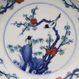 Qing Dynasty Blue and white Magpie plate - фото 4