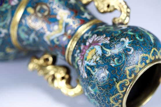 Chinese Qing Dynasty cloisonne bronze bottle - Foto 6