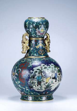 Chinese Qing Dynasty cloisonne bronze bottle - Foto 8