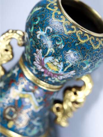 Chinese Qing Dynasty cloisonne bronze bottle - Foto 9