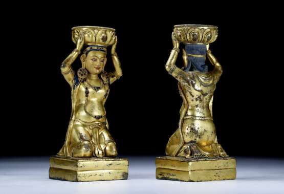 19th century Tibet Copper gilt Lampstand - фото 1