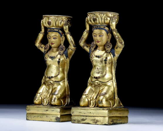 19th century Tibet Copper gilt Lampstand - Foto 3