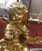 Aperçu. 19th Century Pair of Putti Andirons in Gilt Bronze