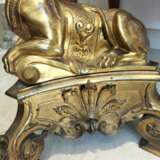 Pair of 19th Century Gilt Bronze Fire Dogs in the Ancient Egyptian Style Bronze 19th century - Foto 4