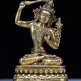 17th century Tibetan Manjushri copper gilt Buddha statue - фото 1