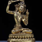 17th century Tibetan Manjushri copper gilt Buddha statue - Foto 3