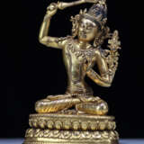 17th century Tibetan Manjushri copper gilt Buddha statue - фото 4