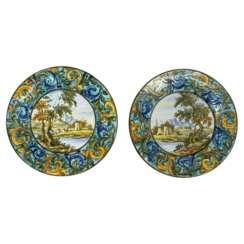 Set of Two Hand-Pair of Italian Renaissance Style Platters by N. Tapolini, 1970s