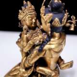18th century Tibetan copper gilt double happy Buddha statue - photo 3