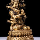 18th century Tibetan copper gilt double happy Buddha statue - фото 4