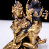 18th century Tibetan copper gilt double happy Buddha statue - photo 6