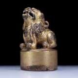 Tibetan Buddhist copper gilt lion seal - Foto 2