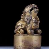 Tibetan Buddhist copper gilt lion seal - фото 4