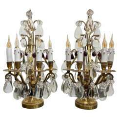 Late 19th Century Pair of Lyre Shaped Four-Light Candelabras