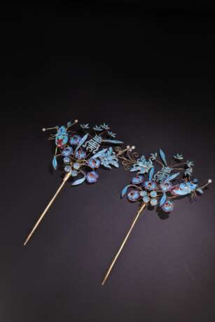 Qing Dynasty Silver gilt Hairpin a pair - photo 1