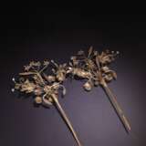 Qing Dynasty Silver gilt Hairpin a pair - Foto 3