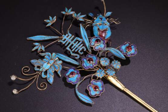 Qing Dynasty Silver gilt Hairpin a pair - фото 4