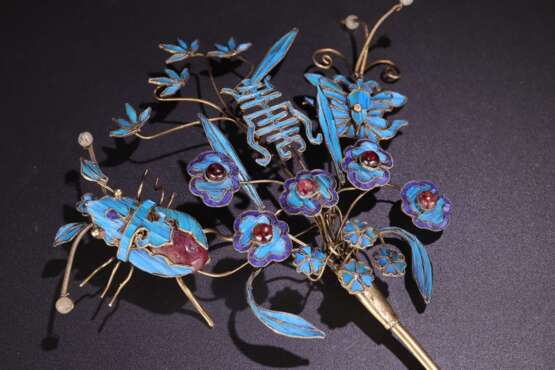 Qing Dynasty Silver gilt Hairpin a pair - фото 5