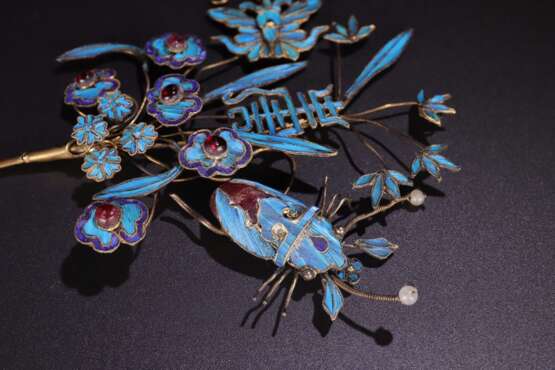 Qing Dynasty Silver gilt Hairpin a pair - Foto 6