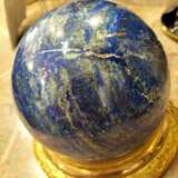 Large Lapis Lazuli Sphere from Afghanistan on a 19th French Gilded Base Bronze Napoleon III 20th century - photo 5