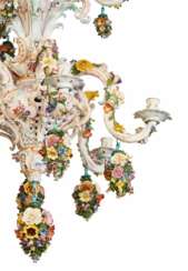 Delightful porcelain chandelier Meissen 1790, from the residence of King Alfonso XIII in Biarritz.