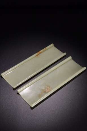Qing Dynasty Hetian jade Text a pair of jade cards - фото 6