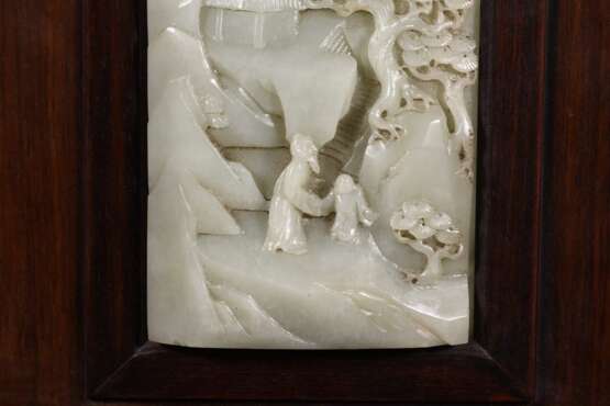Qing Dynasty Redwood Setting White jade character screen - photo 6