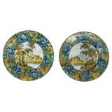 Set of Two Hand-Pair of Italian Renaissance Style Platters by N. Tapolini 1970s Metal ceramics 20th century г. - фото 3