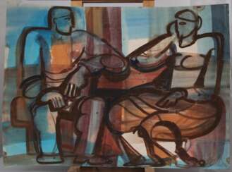 Peinture recto verso Choeur de deux personnages