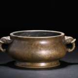 Ming Dynasty old copper double elephant ears incense burner - Foto 1