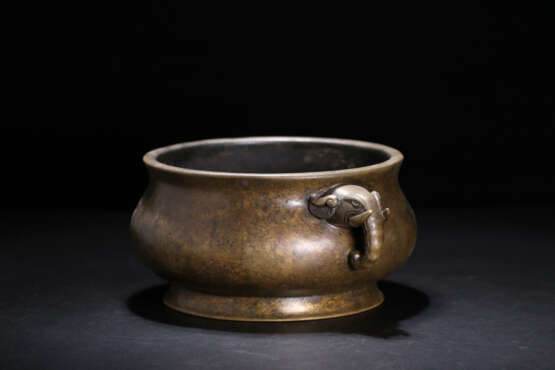 Ming Dynasty old copper double elephant ears incense burner - photo 2