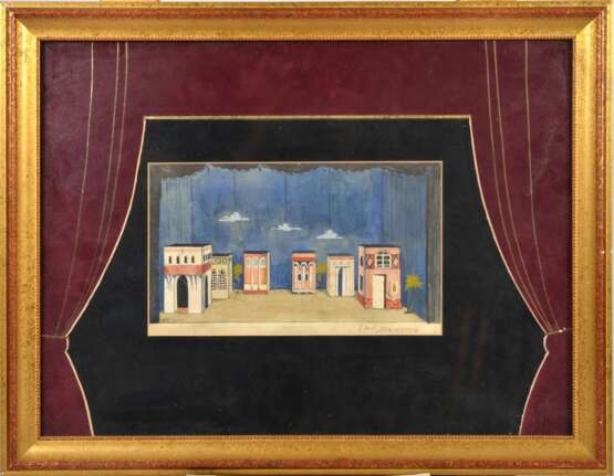 Эскиз Николая Ушина к спектаклю &laquo;Игра в интерес&raquo; действие 1 Mixed media Early 20th century г. - фото 1