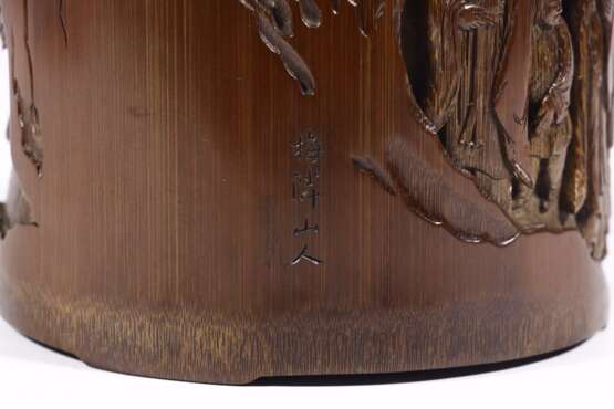 Qing Dynasty bamboo carving character story pen container - photo 5